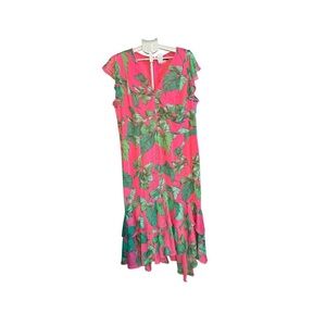 Tommy Hilfiger Pink Tropical Leaf Maxi Dress